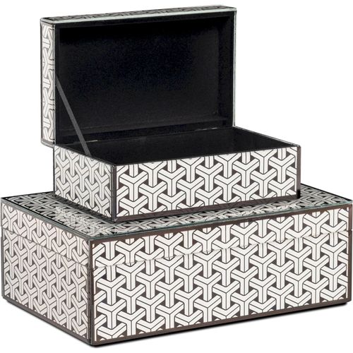 Boîte De Rangement Design Noir Et Blanc Motif Géométrique Verre