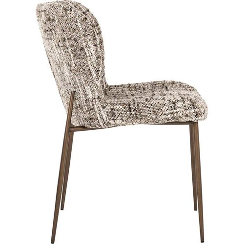 Chaise Salle à Manger Tissu Brun Pieds Bronze Élégant