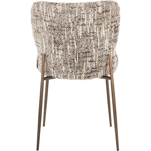 Chaise Salle à Manger Tissu Brun Pieds Bronze Élégant