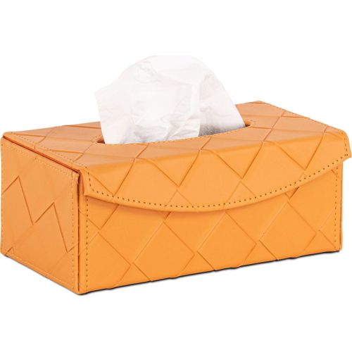 Boîte à Mouchoirs Orange Design En Cuir Pu Élégant Décoratif