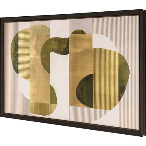 Décoration Murale Design Abstrait Vert Cuir Et Bois