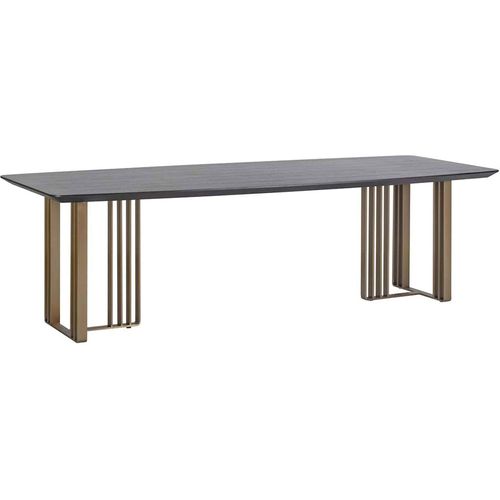 Table à Manger Élégante Finition Charbon Pieds Métal Contemporain