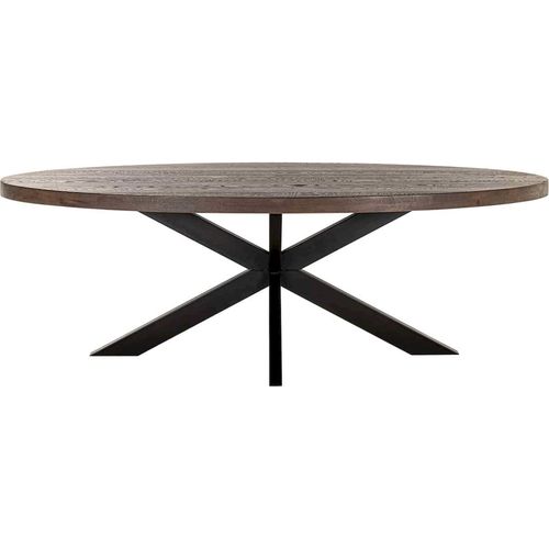 Table à Manger Ovale Chêne Foncé Pied Araignée Noir