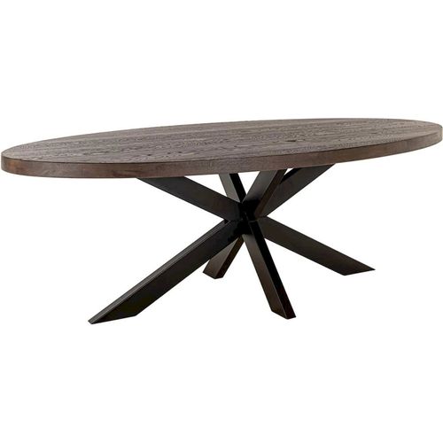 Table à Manger Ovale Chêne Foncé Pied Araignée Noir