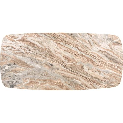 Table à Manger Ovale Design Blanc Et Laiton Avec Plateau Marbre