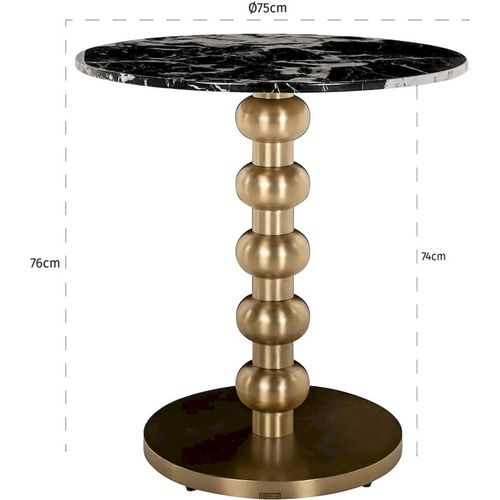 Table Bistrot Ronde Effet Marbre Noir Et Pied Doré Design