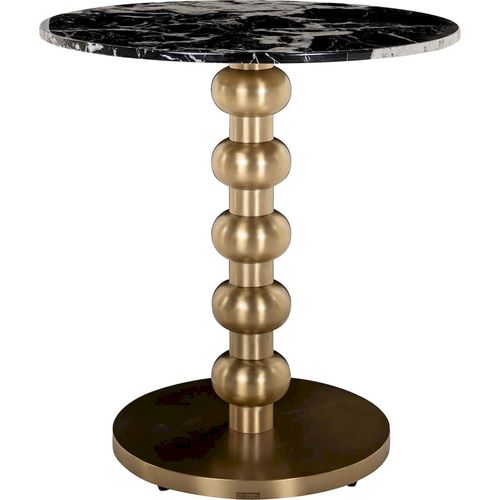 Table Bistrot Ronde Effet Marbre Noir Et Pied Doré Design