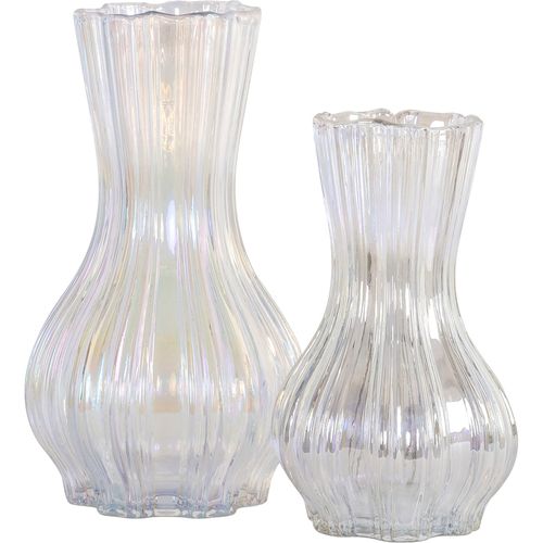 Vase Décoratif Iridescent En Verre Soufflé Style Contemporain