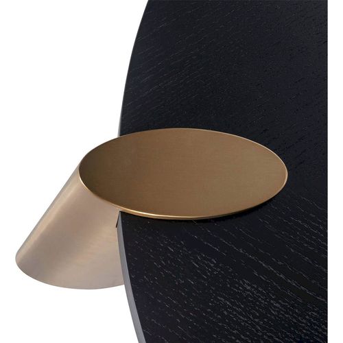 Table Basse Design Ronde Effet Chêne Et Acier Noir Charbon