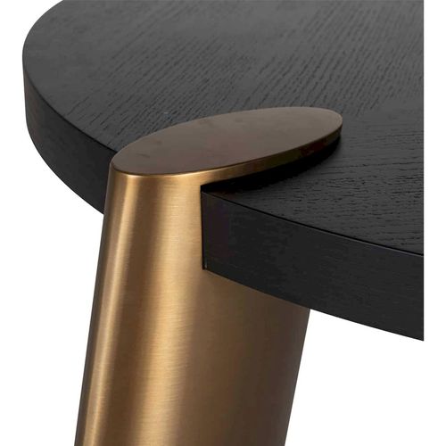 Table Basse Design Ronde Effet Chêne Et Acier Noir Charbon
