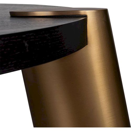 Table Basse Design Ronde Effet Chêne Et Acier Noir Charbon