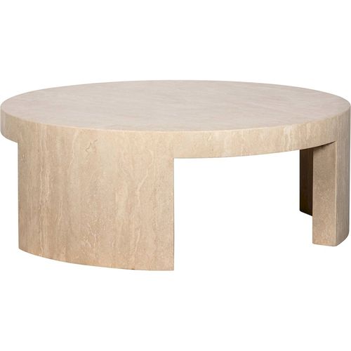 Table Basse Ronde En Travertin Beige Style Contemporain