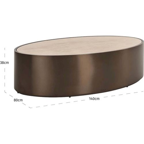 Table Basse Ovale Bronze Effet Marbre Ambiance Contemporaine