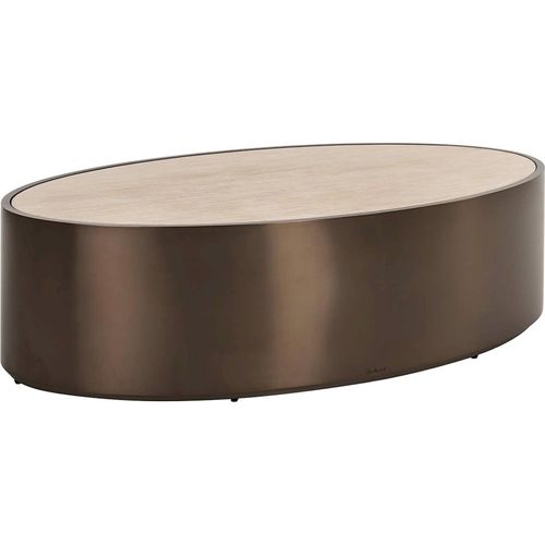 Table Basse Ovale Bronze Effet Marbre Ambiance Contemporaine