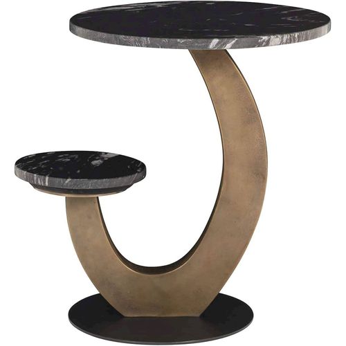 Table Dappoint Noire Avec Plateau En Marbre Et Base Laiton