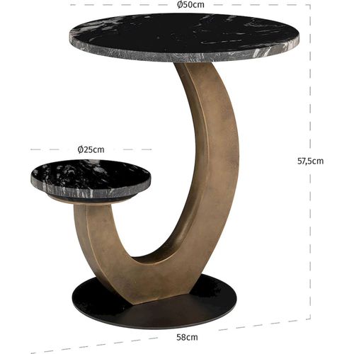 Table Dappoint Noire Avec Plateau En Marbre Et Base Laiton
