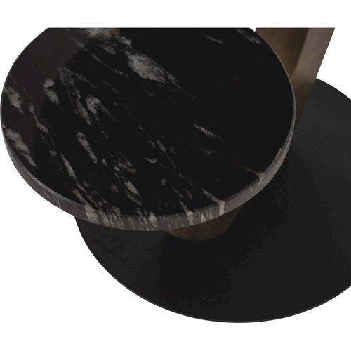 Table Dappoint Noire Avec Plateau En Marbre Et Base Laiton