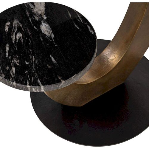 Table Dappoint Noire Avec Plateau En Marbre Et Base Laiton