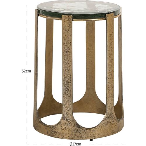 Table Dappoint Élégante Finition Laiton Et Plateau En Verre