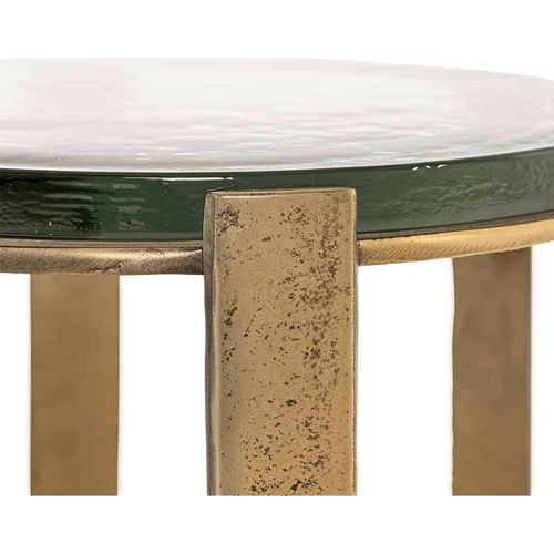 Table Dappoint Élégante Finition Laiton Et Plateau En Verre