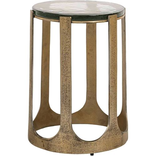 Table Dappoint Élégante Finition Laiton Et Plateau En Verre