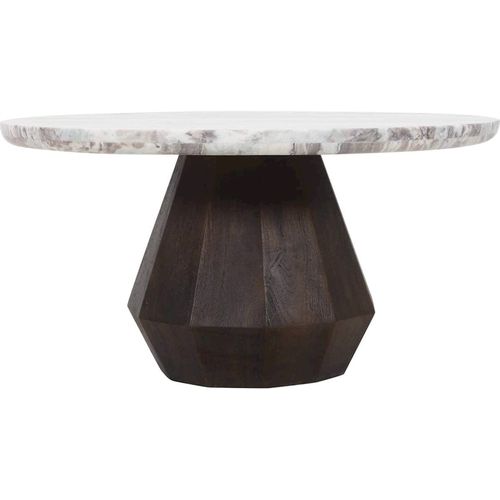 Table Basse Ronde En Marbre Et Bois De Manguier Brun Élégant