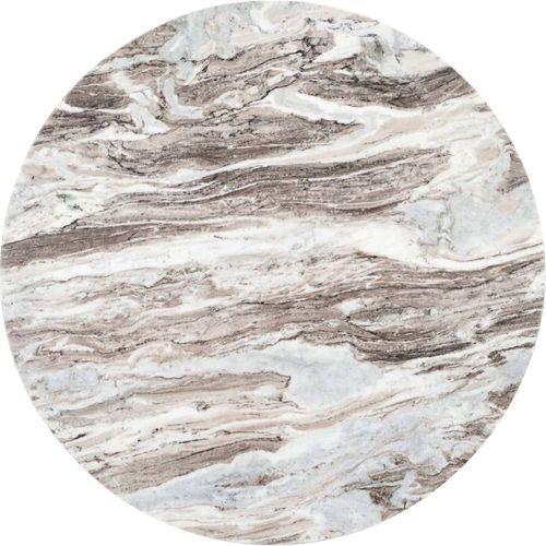 Table Basse Ronde En Marbre Et Bois De Manguier Brun Élégant