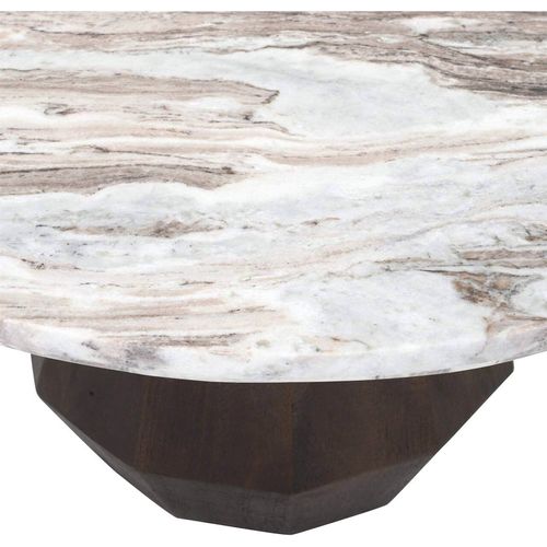 Table Basse Ronde En Marbre Et Bois De Manguier Brun Élégant