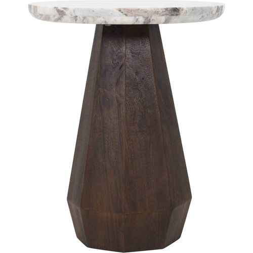 Table Dappoint Ronde En Marbre Et Manguier Brun Élégance Raffinée