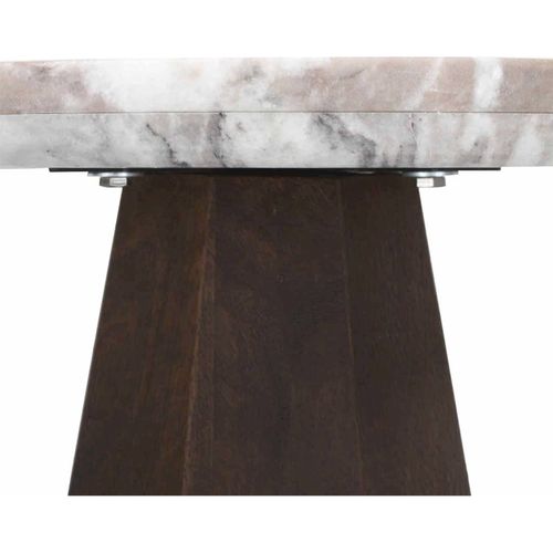 Table Dappoint Ronde En Marbre Et Manguier Brun Élégance Raffinée