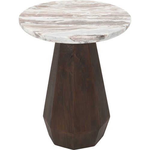 Table Dappoint Ronde En Marbre Et Manguier Brun Élégance Raffinée