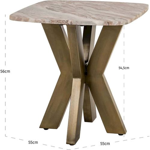 Table D Appoint Blanche En Marbre Et Laiton Style Contemporain