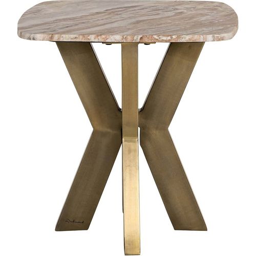 Table D Appoint Blanche En Marbre Et Laiton Style Contemporain