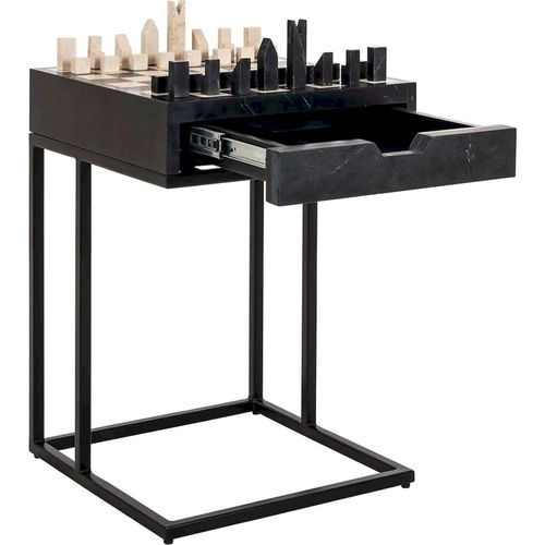 Table D Échec Design Marbre Noir Avec Tiroir Intégré