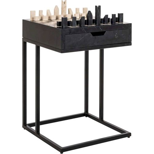 Table D Échec Design Marbre Noir Avec Tiroir Intégré
