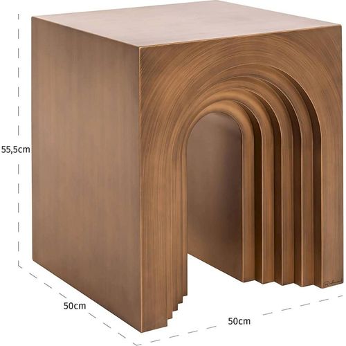 Table D'appoint Design En Métal Doré Effet Brossé