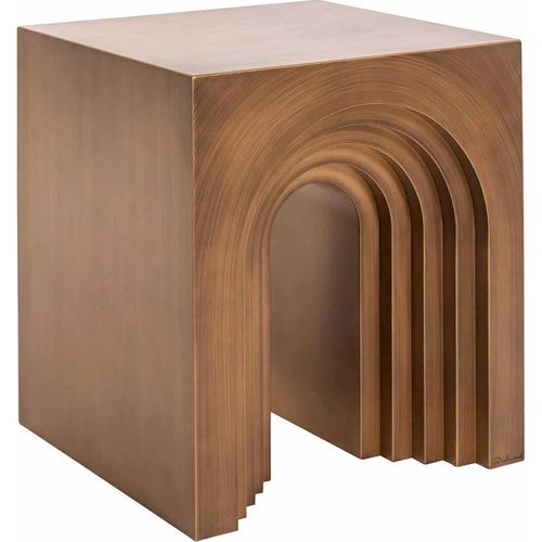 Table D'appoint Design En Métal Doré Effet Brossé