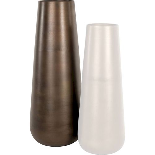 Vase Décoratif En Aluminium Finition Laiton Antique Élégant