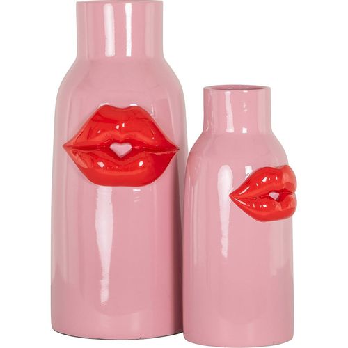 Vase Décoratif Rose Lèvres Rouges En Polyresine Design Moderne