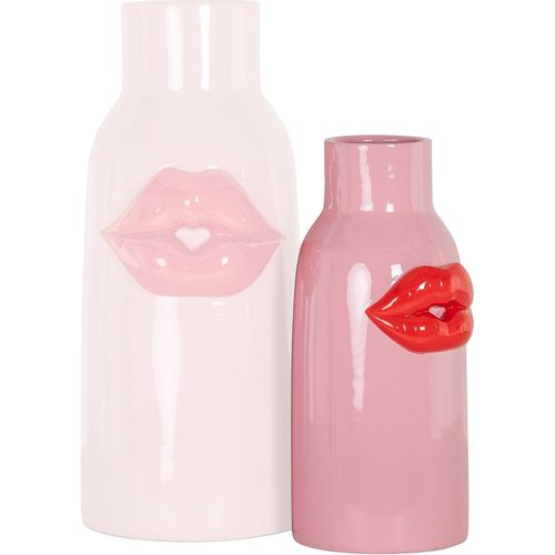 Vase Décoratif Rose Lèvres Rouges En Polyresine Design Moderne