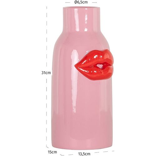 Vase Décoratif Rose Lèvres Rouges En Polyresine Design Moderne