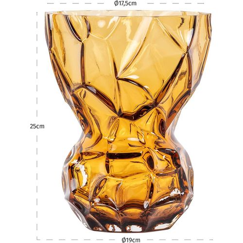 Vase Décoratif Ambré En Verre Soufflé Style Contemporain