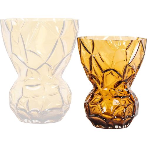 Vase Décoratif Ambré En Verre Soufflé Style Contemporain