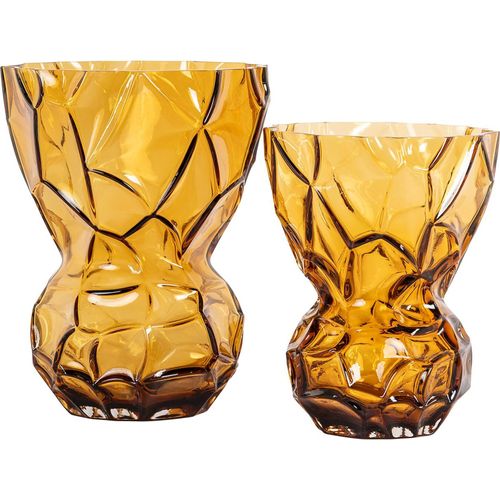 Vase Décoratif Ambré En Verre Soufflé Style Contemporain