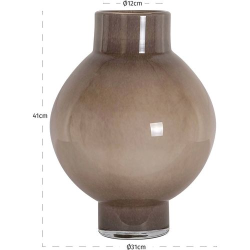 Vase Décoratif En Verre Taupe Style Contemporain