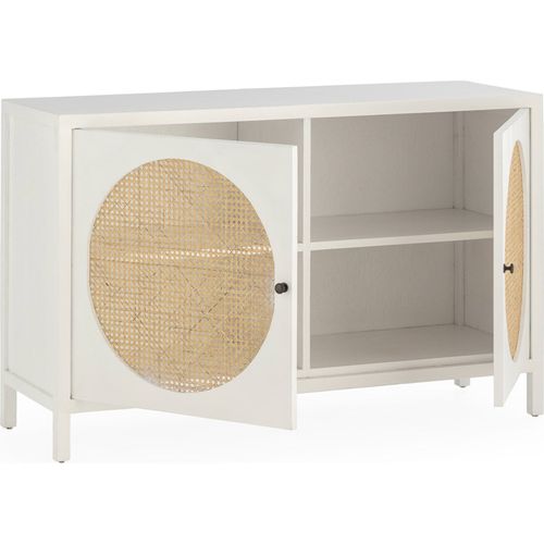 Buffet Bois De Cèdre Et Rotin Blanc Naturel Raffiné