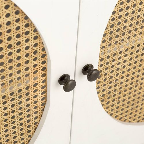 Buffet Bois De Cèdre Et Rotin Blanc Naturel Raffiné