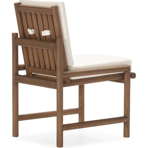 Chaise Bois De Teck Naturel Et Assise Blanche Élégante