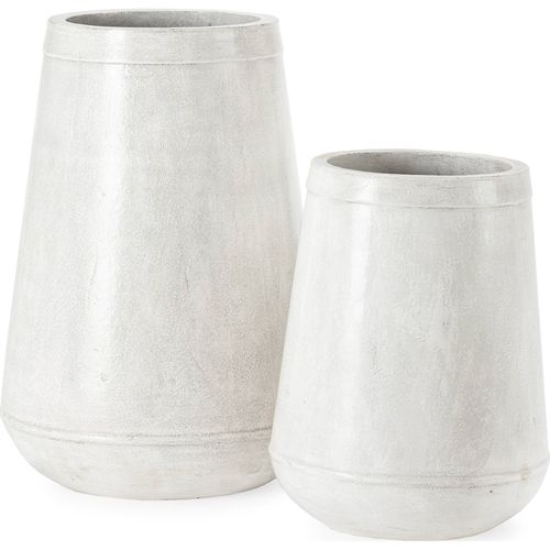 Cache Pot Blanc Terrazzo En Fibres Ciment Style Contemporain