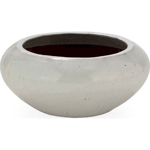 Cache Pot En Grès Blanc Avec Orifice De Drainage Élégant